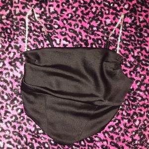 Forever 21 black rhinestone strap top